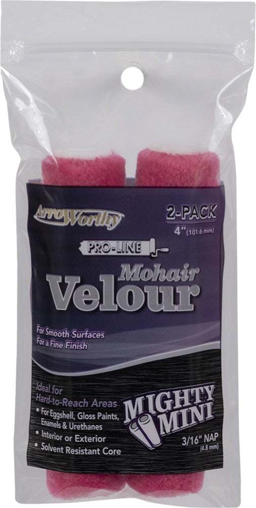 4" Mohair Velour Mini Roller - 2 pk