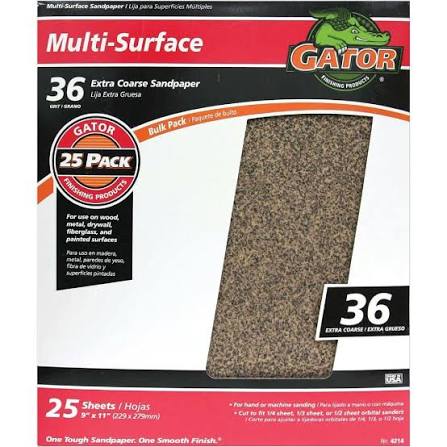 36 Grit Sandpaper - Sold by 9x11 Sheet