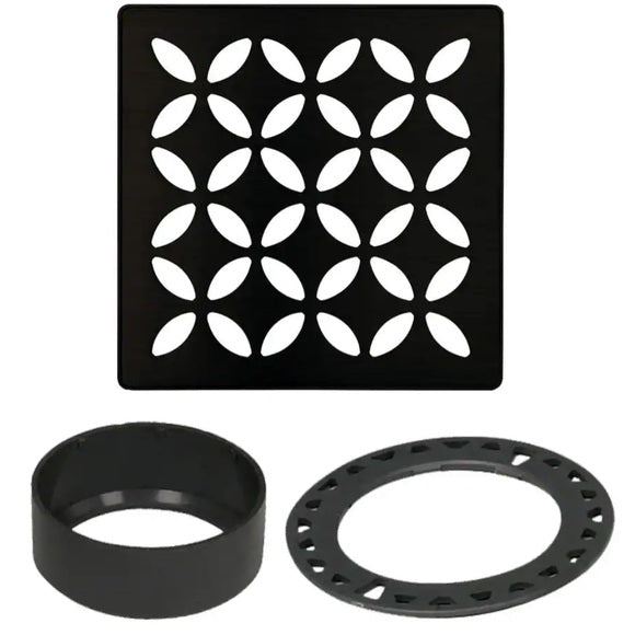 Kerdi Grate Kit - Trendline / Floral - Black - 4x4