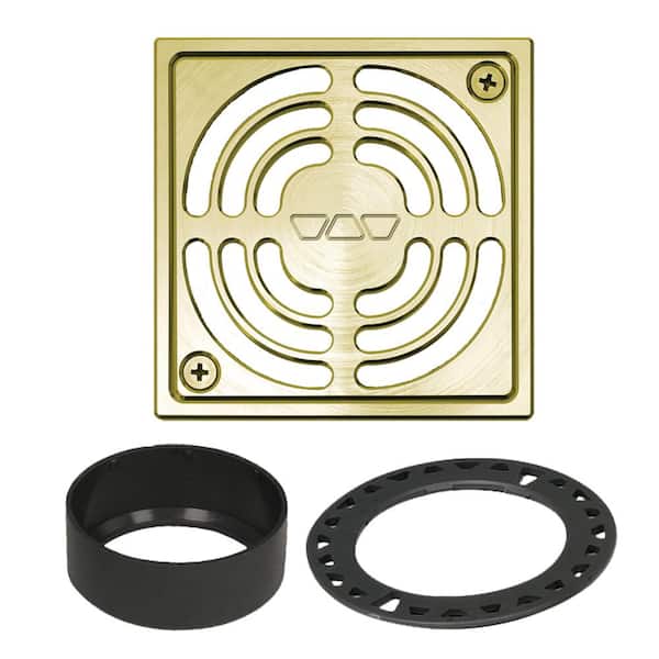 Kerdi Grate Kit - Contour / Brushed Brass - 4x4