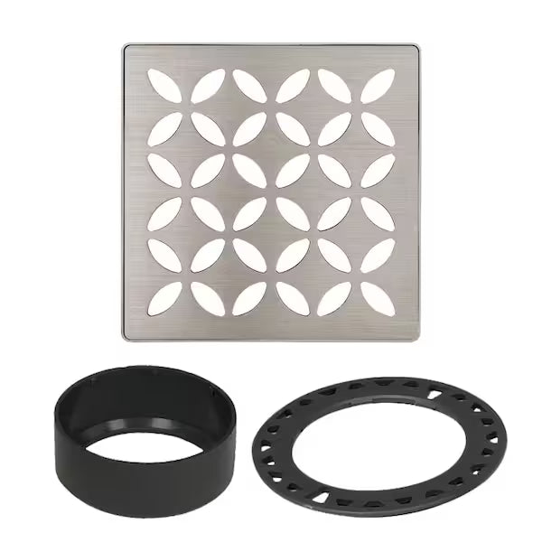 Kerdi Grate Floral Brushed Nickel - 4x4