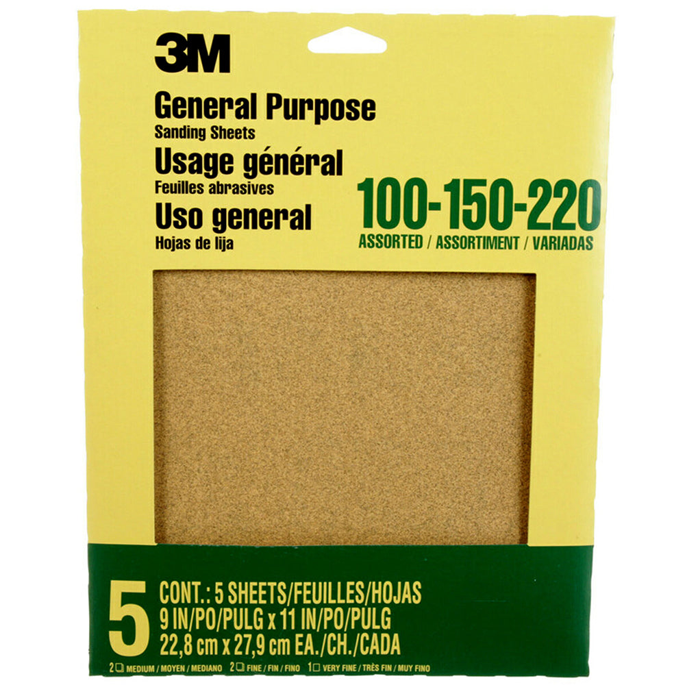 Assorted Sandpaper - 9x11 - 5 Pack