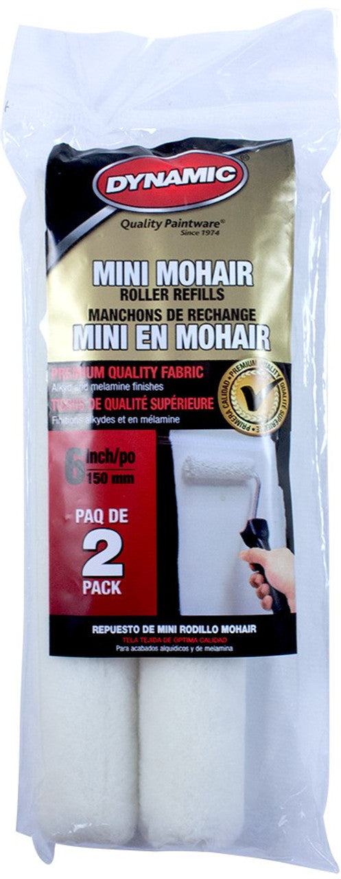 2 Pack - 3/16x6 Mini Mohair Roller Cover