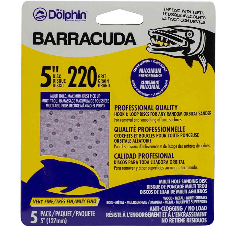 220 Grit Barracuda Sanding Disc 5" - 5 Pack