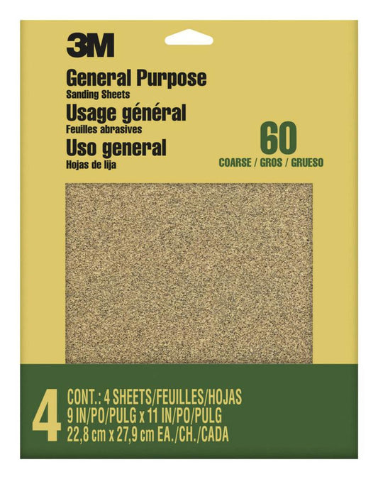 60 Grit Sandpaper - 9x11 - 4 Pack