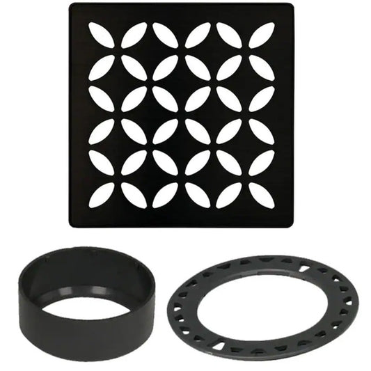 Kerdi Grate Kit - Floral - Black - 4x4