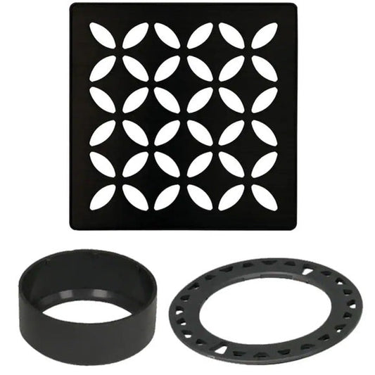 Kerdi Grate Kit  Floral  Black - 4x4